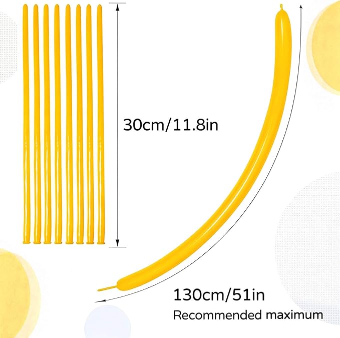 KAWKALSH 260 Lemon Yellow Long Balloons for Balloon Garland Thickening Skinny Latex Twisting Animals Modeling Christmas Birthday Wedding Party Festival Decorations 100pcs