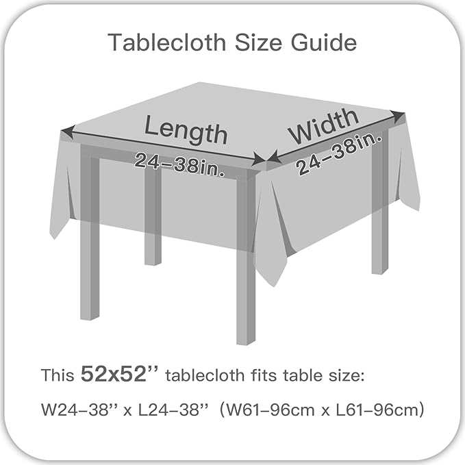 maxmill Harvest Square Tablecloth Stain Resistant Waterproof Wrinkle Resistant Linen Textured Washable Table Cloth for Fall Harvest Thanksgiving Decorative Fabric Table Cover, 52 x 52 Inch, Amber
