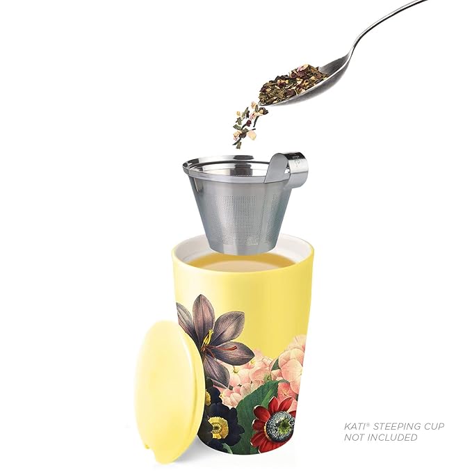 Tea Forte Wildflower Honey Citrus Premium Loose Leaf Caffeinated Green Tea Blend Canister, Makes 35-50 Cups, Round Canister