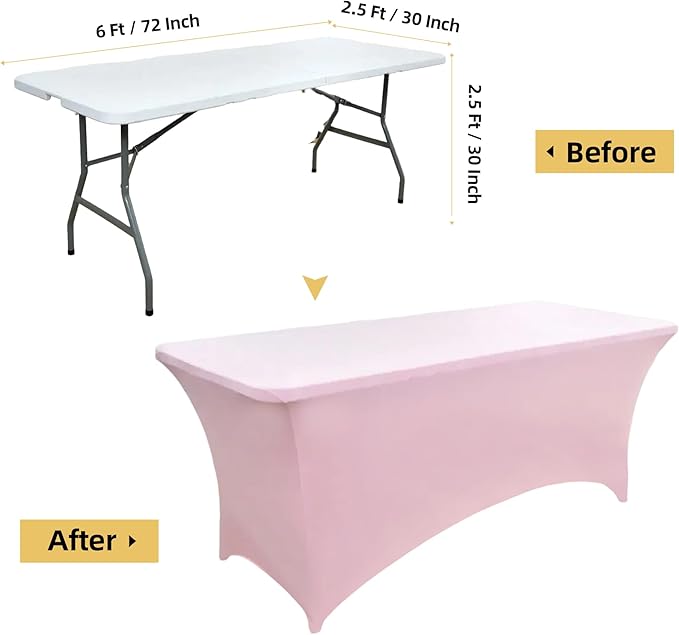 10-Pack 6ft Spandex Table Covers for Rectangle Standard Folding Tables - Wrinkle Resistant Stretch Tablecloths - Ultimate Fitted Table Protector for Parties, Banquet, Wedding