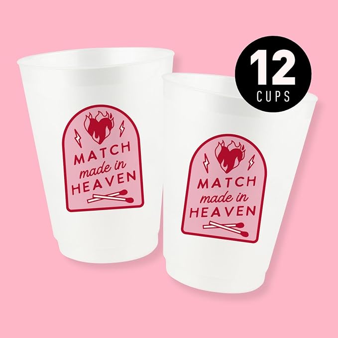 Stag & Hen Match Made in Heaven Bachelorette Party Cups - 12 Pack, 16 oz Cups | Custom Drinkware for Final Flame The Perfect Match Themed Bridal Shower, Engagement Party | Bridesmaids Gifts, Favors