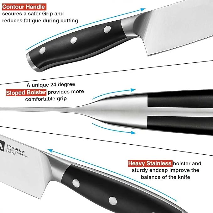 Klaus Meyer Stahl 19 Piece High Carbon Exclusive German Steel Knife Block Set (Black)