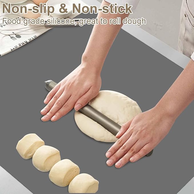36"x24"(90cmx60cm) Large Silicone Mat for Kitchen Counter, Non-Slip Heat Resistant Countertop Protector, Waterproof Multipurpose Mat for Kitchen Island, 2Pack (Dark Gray)