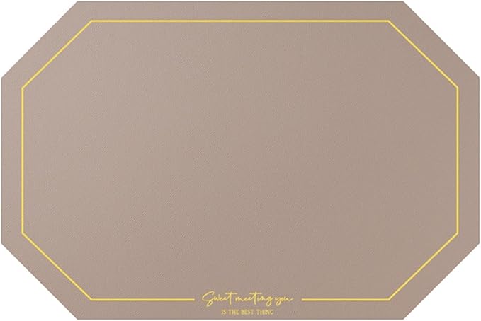 Elegant Octagon PU Table Placemats Pack of 1/4/6/10 Kitchen Dining Table Mat Non-Slip Countertop Protector Pads Taupe(Octagon Apricot,45x30cm 4pcs)