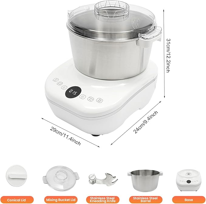 Electric Dough Maker with Ferment Function Dough Mixer Machine 304 Stainless Steel 5QT Automatic Pasta Machine Commercial Flour Kneading Machine for Baking Bread Dumpling