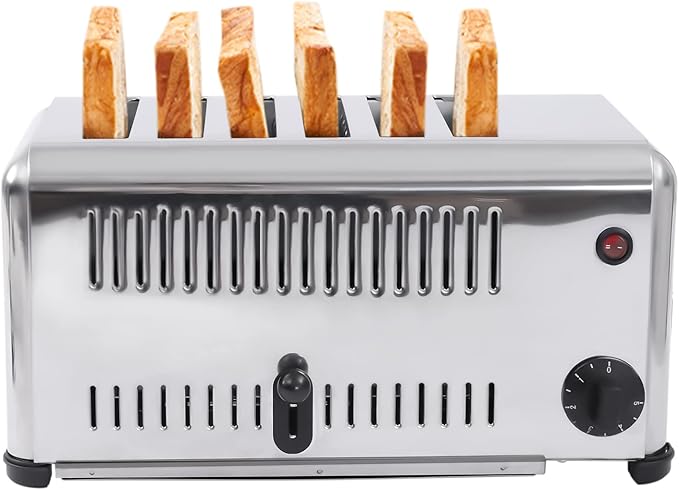 Toaster, 1680w 110v Countertop Electric Baking Machine Stainless Steel Commercial Toaster 2 Modes Toasters 6 Slice Bread Toasters with Anti-Slip Feet for Baking Various Toast Types
