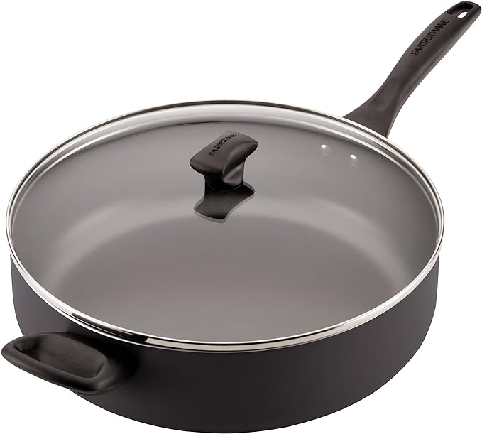 Farberware Dishwasher Safe Nonstick Jumbo Cooker/Saute Pan with Helper Handle - 6 Quart, Black