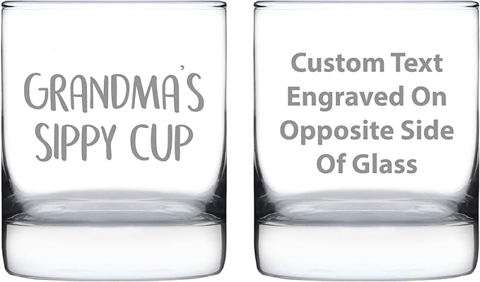 Custom Grandma's Sippy Cup - Unique Whiskey Rocks Glass for Grandmothers - Fun Grandparents Themed Gifts - 10.25 Oz - Parent - Customized Glasses