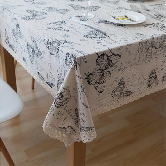 Rectangular Tablecloth, Simple Tablecloth, Coffee Table Cover, Letter Butterfly Tablecloth, Suitable for Living Room(140 * 160cm)