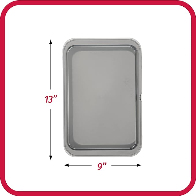 GoodCook Set of 2 Nonstick Steel 13" x 9" Cake Baking Pans with Covers, Gray