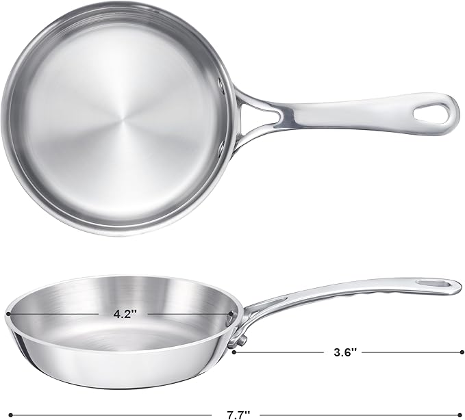 Mini Sauce Pan, Tri-Ply Stainless Steel Pot with Stay-Cool Handle Heating Sauce Gravy & Oil (0.12Quart) - Copper - Silver