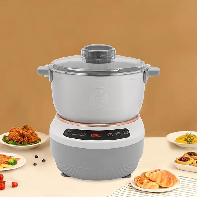 5L Electric Dough Maker with Ferment Function, 304 Stainless Steel Dough Mixer Machine, 200W Kneader for Pizza/Bread, Commercial & Home Use (Silver)