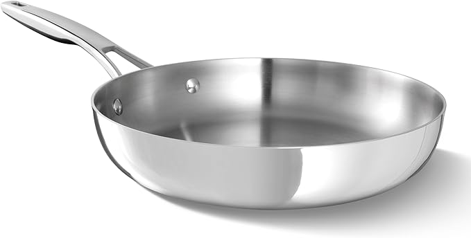 Calphalon Premier Polished 5-Ply Stainless Steel Cookware w/Turbo Heat Tech 10" Fry Pan, Induction, Oven Safe 500F, Silver