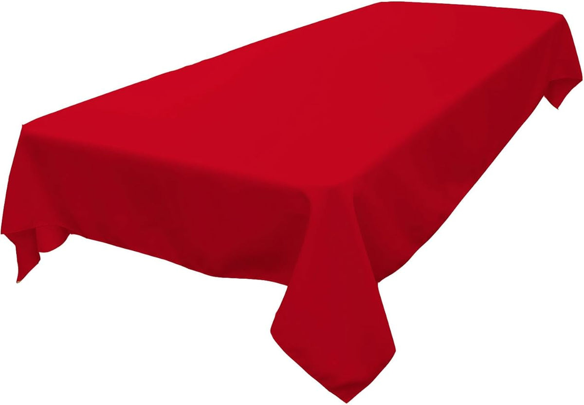 LA Linen Polyester Poplin Washable Rectangular Tablecloth, Stain and Wrinkle Resistant Table Cover 60x84, Fabric Table Cloth for Dinning, Kitchen, Party, Holiday 60 by 84-Inch, Red