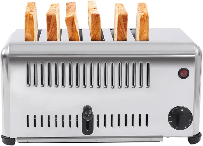 Commercial Toaster, 6 Slices Bread Baking Machine 0.6 Inch Slot Toast Tool 1680W 110V Bread Maker for Restaurant Home Bakery Dessert Store