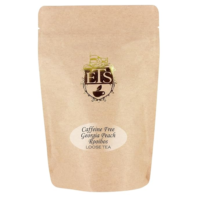 English Tea Store Georgia Peach Rooibos Tea Pouches - 4oz | Naturally Caffeine Free Herbal Loose Leaf Tea | Fruity and Smooth Flavor | Rooibos Tea Blend with Peach Notes | South African Origin