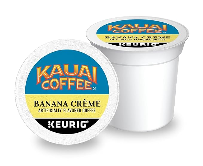 Kauai Coffee K-Cup Pods for Keurig Brewers – Arabica Coffee, 10% Hawaiian – Medium Roast, Banana Flavor with Creamy Vanilla – Banana Crème (Pack of 6)