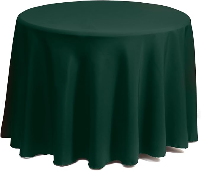 Gee Di Moda Round Tablecloth - 132 Inch Hunter Green Round Table Cloth for 72 to 96 Inch Round Tables - Heavy Duty Washable Fabric - for Buffet Table, Holiday Party, Dinner, Wedding & Baby Shower