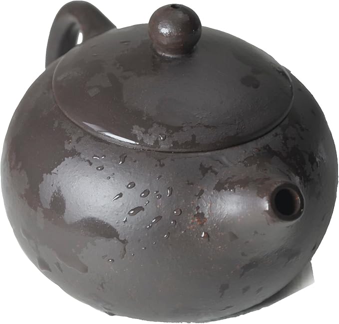 Chinese Clay Teapot 6.7Oz Handmade Xishi Zisha Tea Pot Black Gold Sand Spherical Filter Kungfu Tea Set