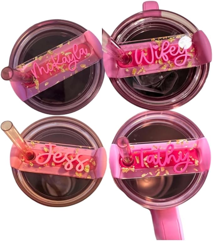 Personalized Stan ley Tumbler Name Plate for Quencher H2.0, 14/20/30/40/64oz, Custom Name Tag, Stan ley Cup accessories, Tumbler Lid Topper Gifts for Mom Women Girls, Made in USA