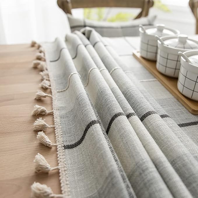 Neelvin Rustic Rectangle Burlap Thick Tablecloth Cotton Linen Table Linens Tablecloths Waterproof Wrinkle Free Table Cover for Kitchen Dinning,55"x102",10-12 Seats