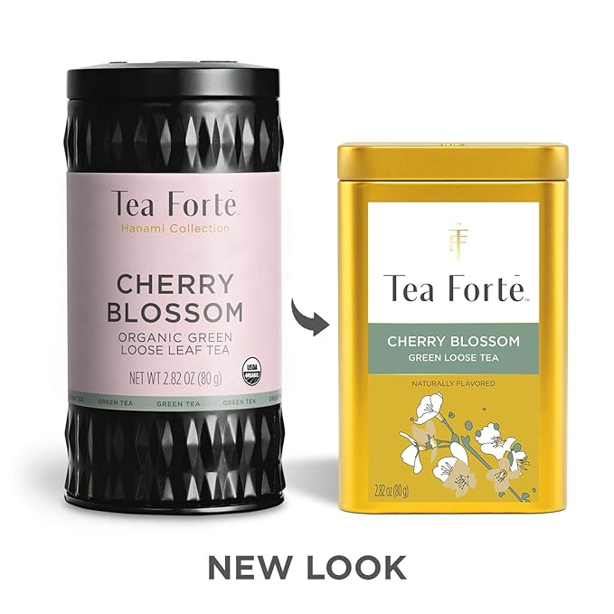 Tea Forte Cherry Blossom Premium Loose Leaf Caffeinated Green Tea Blend Canister, Makes 35-50 Cups