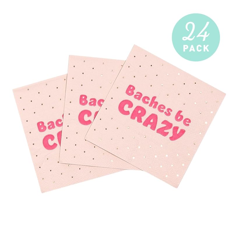 Stag & Hen Bachelorette Party Napkins | 24 Pack, 3-Ply Disposable Beverage Napkins | Baches Be Crazy Funny Tableware, Party Decor | Bridal Shower Gift, Engagement Party Favors, Ideas