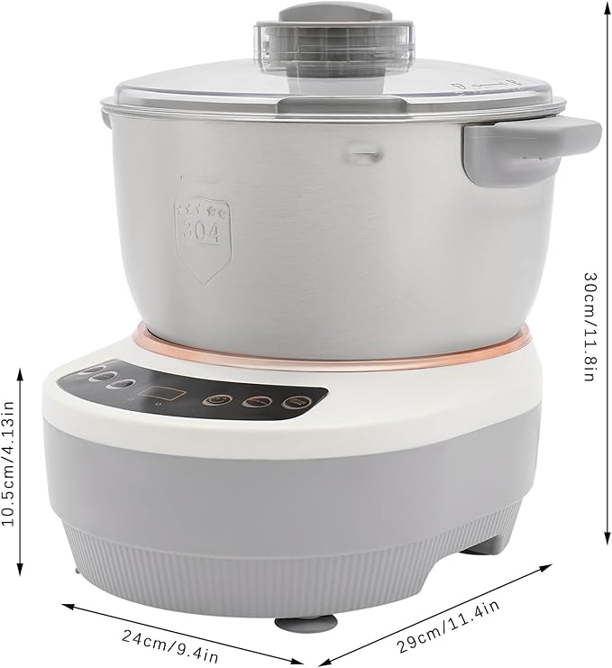5L Electric Dough Maker with Ferment Function, 304 Stainless Steel Dough Mixer Machine, 200W Kneader for Pizza/Bread, Commercial & Home Use (Silver)