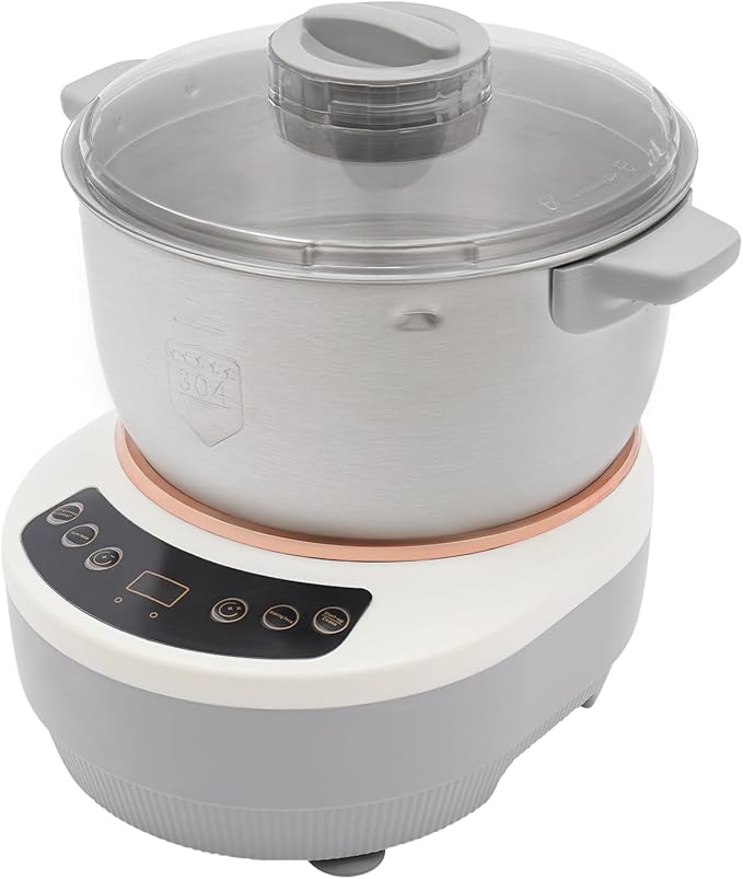 5L Electric Dough Maker with Ferment Function, 304 Stainless Steel Dough Mixer Machine, 200W Kneader for Pizza/Bread, Commercial & Home Use (Silver)