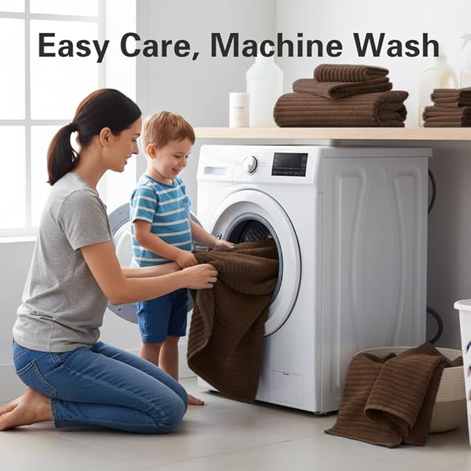 6-Piece Bath Towel Set(30"x60"), 2 Large Bath Towel Sheets, 2 Hand Towels and 2 Washcloths - Highly Absorbent Quick Dry Microfiber,Ultra Soft Towel Set for Bathroom (Brown