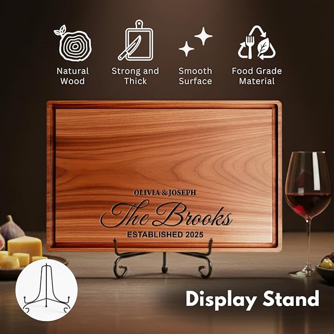 Cutting Board Monogrammed Custom, Engraved Gifts for Couples, Engagement Gifts, Wedding Gift, Bridal Shower Gifts, Personalized Housewarming Gifts, Customized Kitchen Gifts, Family Gifts