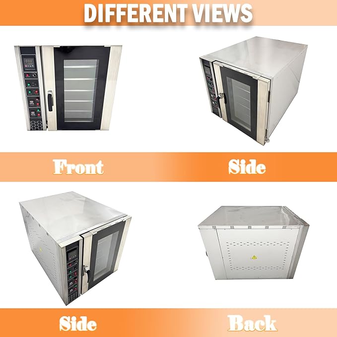 5-Layer Electric Convection Bread Baking Oven Stainless Steel Hot Air Circulation 53Gal Capacity with Steam for Roasting Bread Pizza Nut 220V/3PH