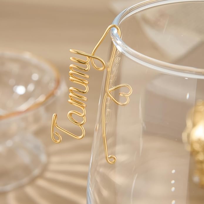 Personalized Wine Glass Charms – Custom Copper Name Markers for Drinks, Bachelorette Party Favors for Guests, Bridesmaid Gifts, Wedding, and Party Favors with Gifts Pouch