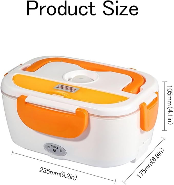 Food Warmer,Large Capacity Electric Lunch Box,1.5L Adult Hot Lunch Box,Electric Lunch Box With Fork And Spoon,Stainless Steel Liner,Removable Liner,Portable Lunch Warmer For Truck/Car/Office(Orange)