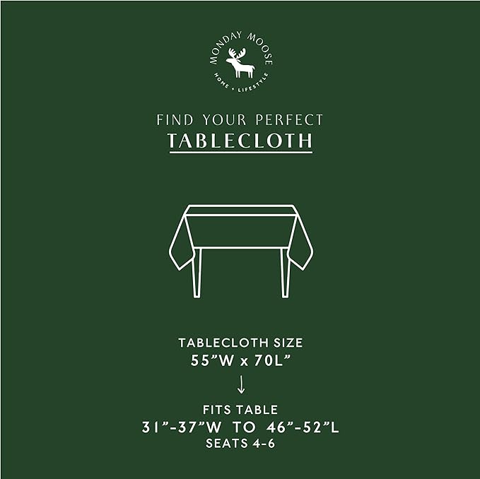 MONDAY MOOSE Ruffle Farmhouse Rustic Rectangle Natural Stonewashed Cotton Tablecloth for Kitchen, Dining Room, Restaurant (55x70 inch, Teal Green)