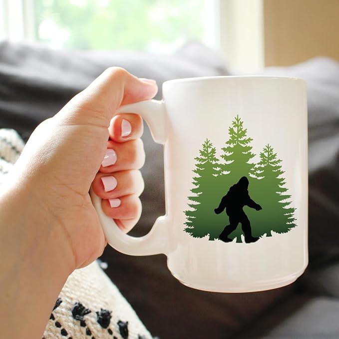 Bevvee Bigfoot Coffee Mug - Funny Bigfoot Gifts for Sasquatch Enthusiasts - Large 15oz White Ceramic Mug