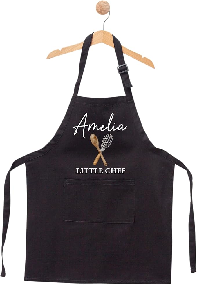 Personalized Kids Apron, Custom Little Chef with Name, Youth Apron with Name, Cooking and Baking Gift for Children, Custom Name Children Cooking Class Bib, Toddler Chef Outfit with Custom Name