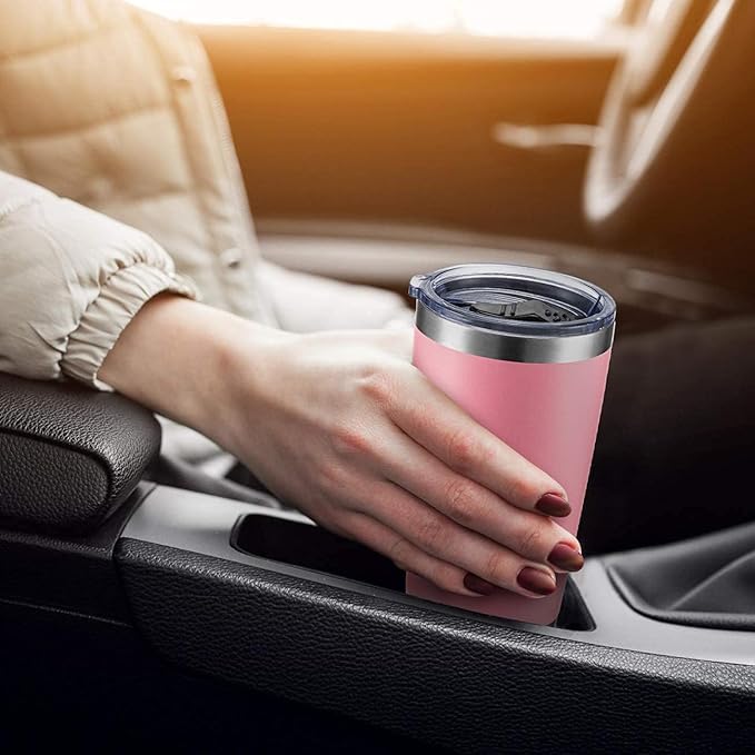 Travel Mug Ice Cup 20 OZ Colourful Tumbler 304 Stainless Steel Double Wall Vacuum Insulated Coffee Mug Wide Mouth Metal Bottle(Red)