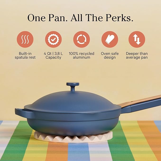 Our Place Large Always Pan | 12.5" Ceramic Pan with Modular Lid & Beechwood Spatula | Patented 10-in-1 Nonstick, Non-Toxic Cookware Made Without PFAS | Induction & Oven-Safe up to 450°F | Char