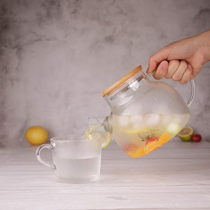 CnGlass Glass Teapot Stovetop Safe,20.3 oz Clear Tea pot with Removable Filter Spout,Loose Leaf and Blooming Tea Maker