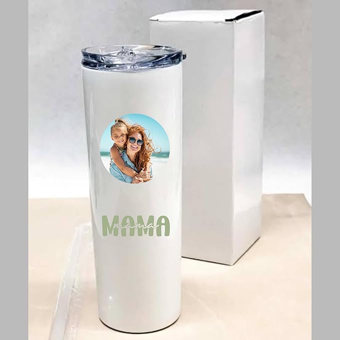 Custom 20 oz Stainless Steel Tumbler – Personalized Gift, Photo & Text Insulated Travel Mug, Customizable Cup with Lid & Straw, Gift for Mom, Grandma, Wife, Birthday, Christmas, Halloween