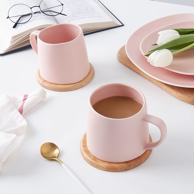 Stone Lain Delilah Mug 6-Piece Dish Set, Porcelain, Blush