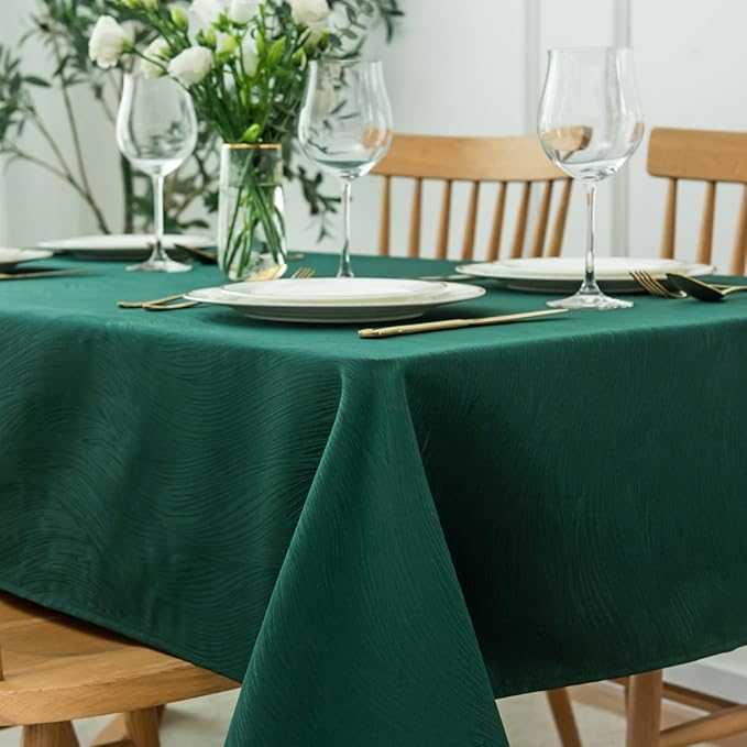 maxmill Square Swirl Design Tablecloth Waterproof Spillproof Wrinkle Free Table Cloth, Kitchen Dinning Tabletop Decoration, Fabric Table Cover for Christmas Parties, 52 x 52 Inch, Hunter Green