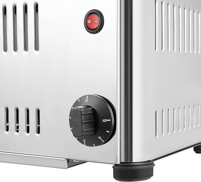 6 Slices Toaster with 5 Bread Shade Settings, Commercial Baking Machine, Wide Slot Stainless Steel Toaster 1680W 201 Stainless Steel for Various Bread Types