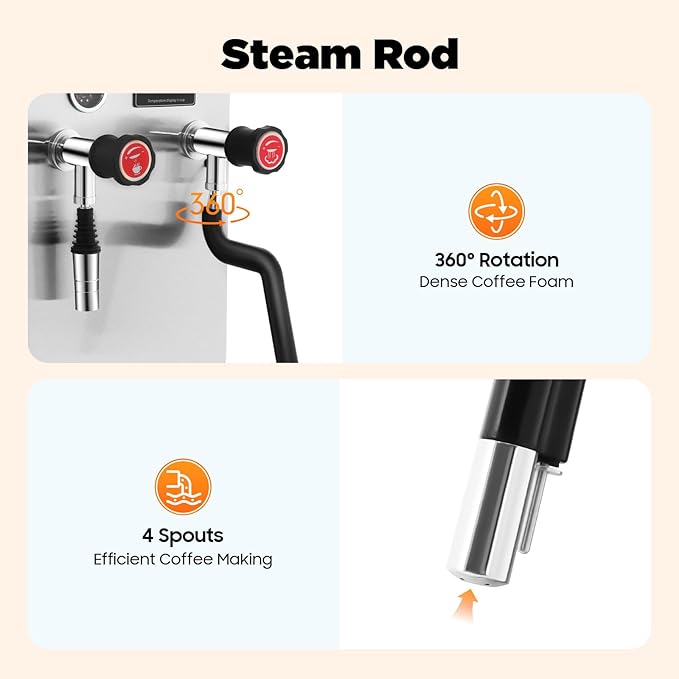 Commercial Milk Frother, 2500W 8L Steam Milk Foam Machine, Full-Automatic Steam Boiling Water Frothing Machine, Electric Steam Milk Frother Machine for Tea Coffee Dessert Milk