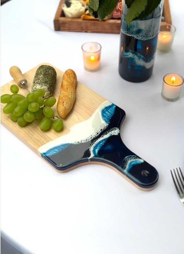 Ocean Beach Theme Wood Cutting Board with handle or Cheese Serving Board Party Tray Coastal Decor, Charcuterie board