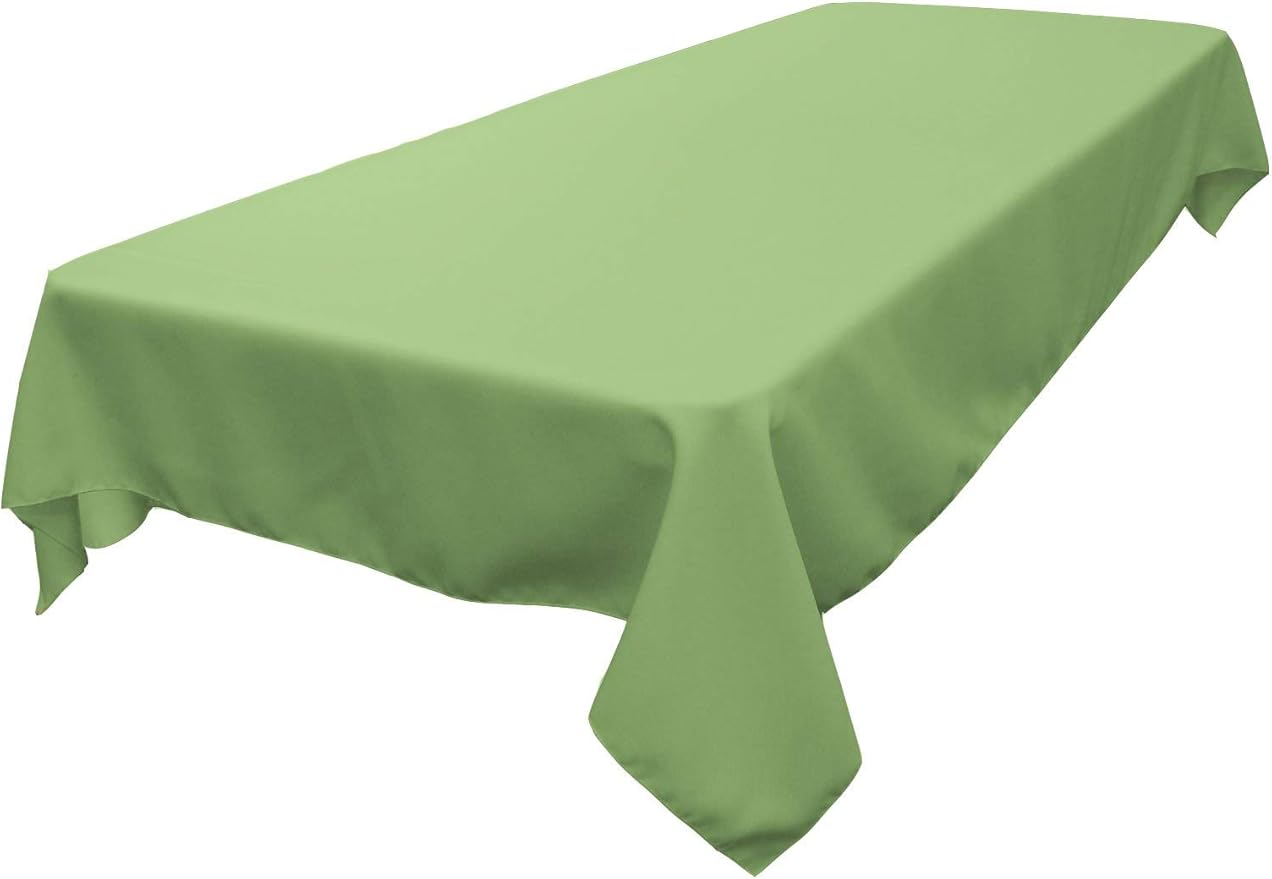 LA Linen Polyester Poplin Washable Rectangular Tablecloth, Stain and Wrinkle Resistant Table Cover 60x90, Fabric Table Cloth for Dinning, Kitchen, Party, Holiday 60 by 90-Inch, Sage