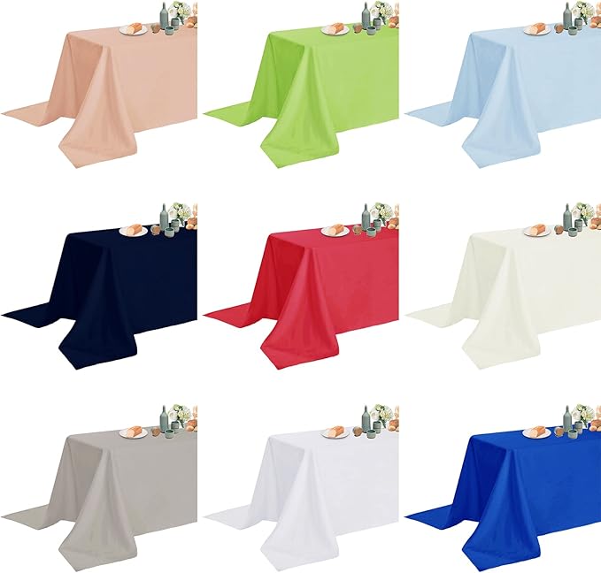 Fokitut 2 Pack Waterproof Rectangle Tablecloth, 90x132 Inch,Stain Resistant and Wrinkle Polyester Table Cloth, Fabric Table Cover for Kitchen Dining, Wedding, Party, Holiday Dinner-Peacock Blue