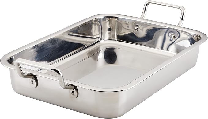 Farberware Classic Traditions Stainless Steel Roaster/Roasting Pan with Rack, 17 Inch x 12.25 Inch