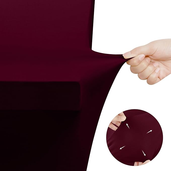 Utopia Kitchen Spandex Tablecloth 1 Pack [6FT, Burgundy] Tight, Fitted, Washable and Wrinkle Resistant Stretch Rectangular Patio Table Cover for Event, Wedding, Banquet & Parties [72Lx30Wx30H Inch]
